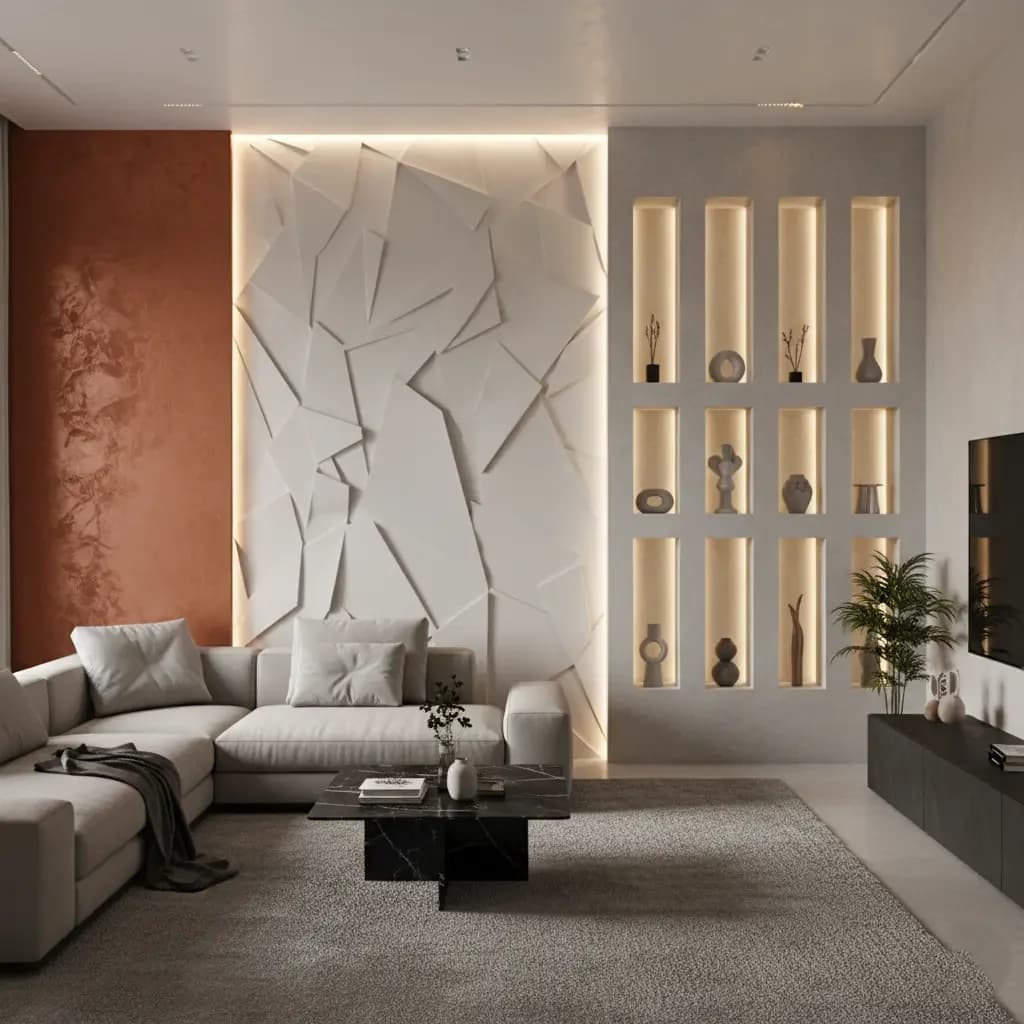 Mur décoratif à la finition minérale
